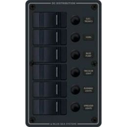 Blue Sea 8373 Water Resistant 6 Position - Black - Vertical Mount Panel