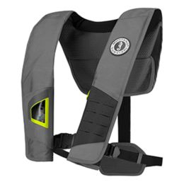 Mustang DLX 38 Deluxe Manual Inflatable PFD - Gray/Fluorescent Yellow