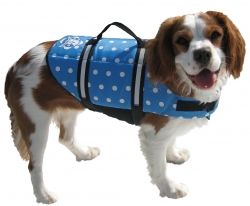 Paws Aboard Doggy Designer Life Jackets (Colors/Designs: Blue Polka Dot, sizes: Xsmall)