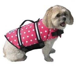 Paws Aboard Doggy Designer Life Jackets (Colors/Designs: Pink Polka Dot, sizes: Xsmall)